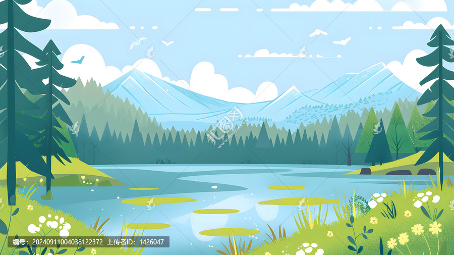 夏季山湖風景