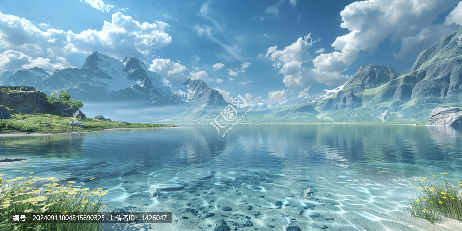 山湖美景的AI圖片