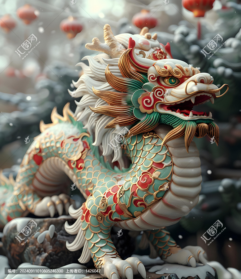 龍的雕像的AI圖片