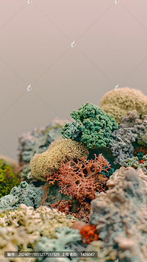 苔蘚和地衣的抽象紋理特寫(xiě)