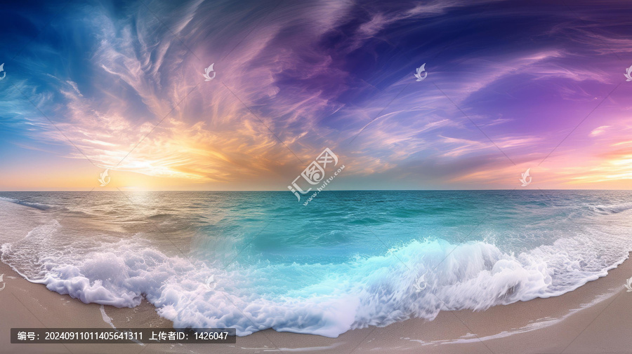 壯觀的日落海灘
