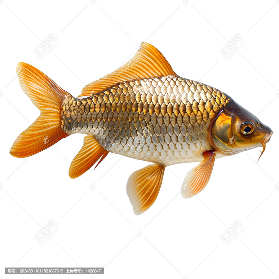 [免摳素材]白色背景上的金色鯉魚