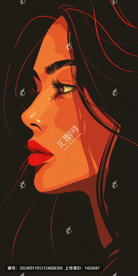 一個(gè)黑發(fā)紅唇女人的插圖