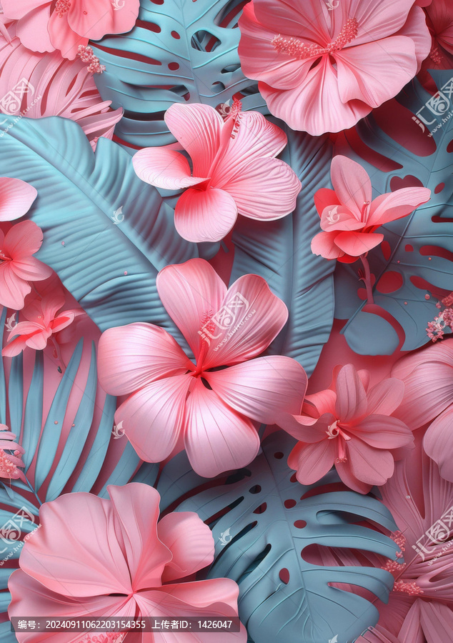粉藍(lán)熱帶芙蓉花