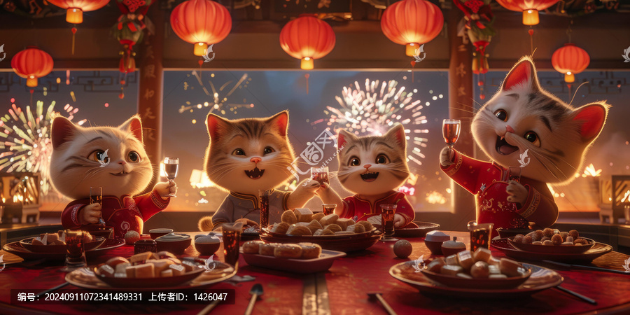 貓貓們慶祝中國新年