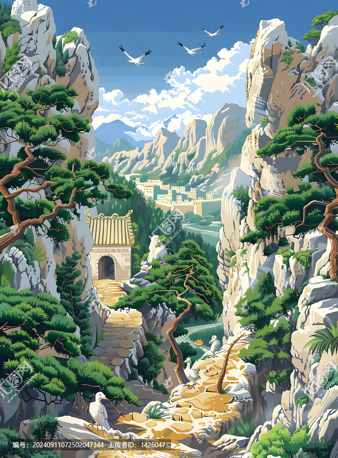 中國山水畫,山間建筑