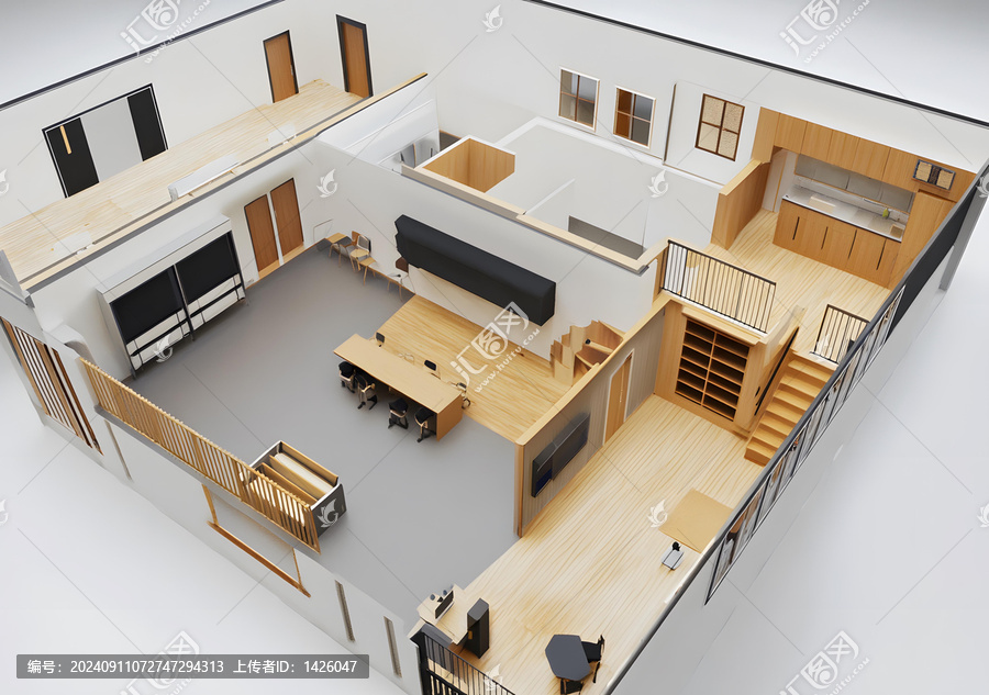 現(xiàn)代多層建筑室內(nèi)3D效果圖