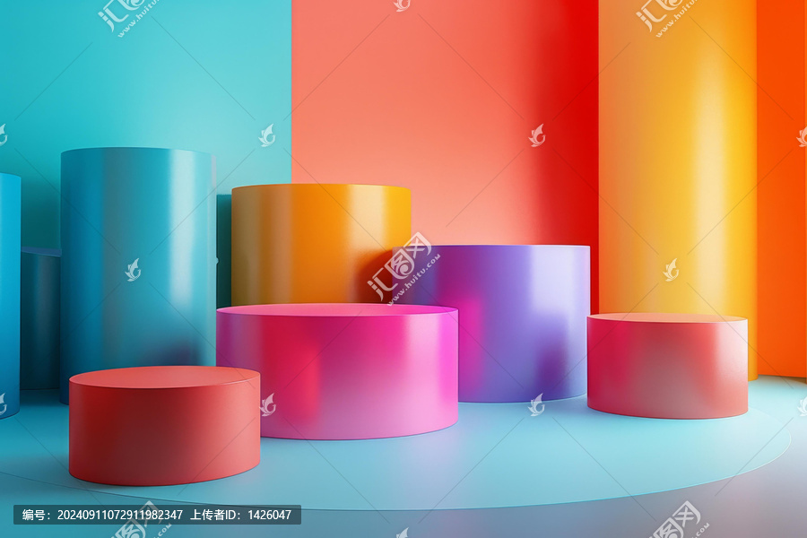 多彩圓柱體產(chǎn)品展示臺(tái)