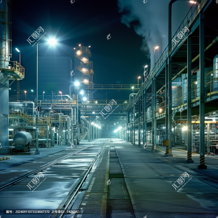 夜間空廠的AI圖片