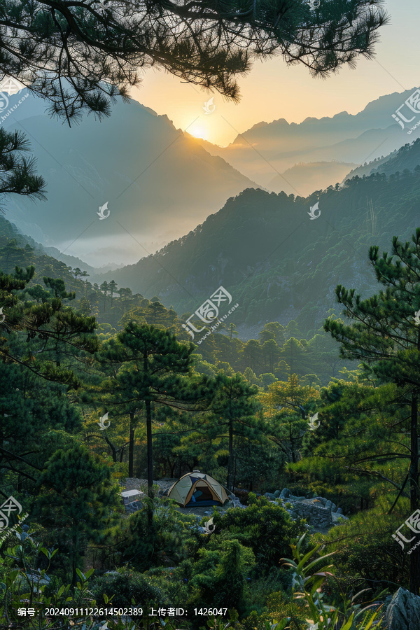 在山野中露營(yíng)