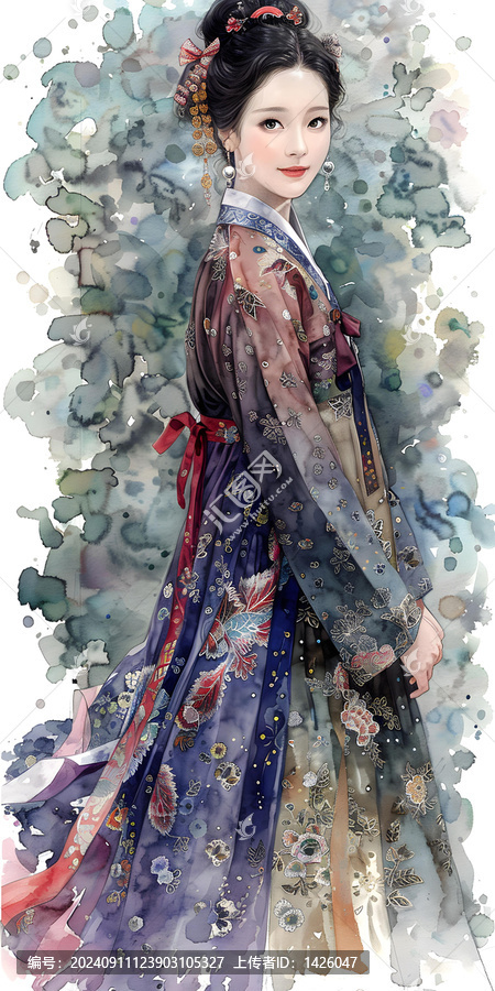 身穿韓國傳統(tǒng)服飾的美麗韓國女性