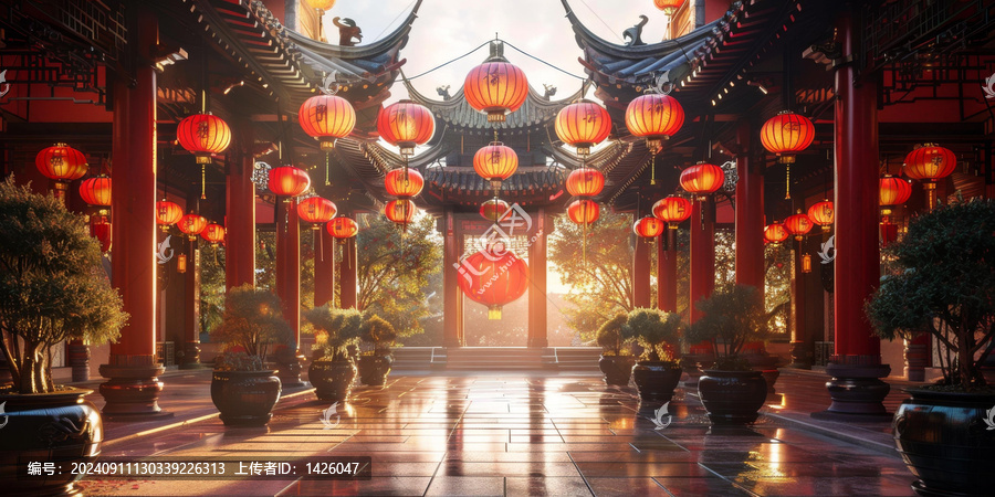 中國紅燈籠庭院