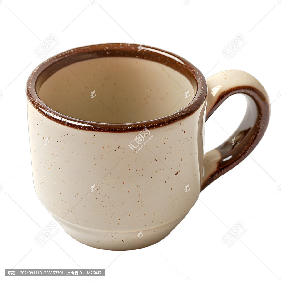 [免摳素材]白色背景上的棕色邊咖啡杯