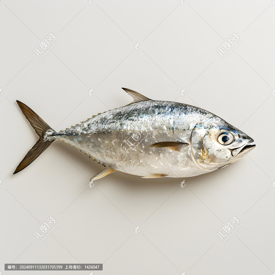 白色背景上的新鮮整條金槍魚