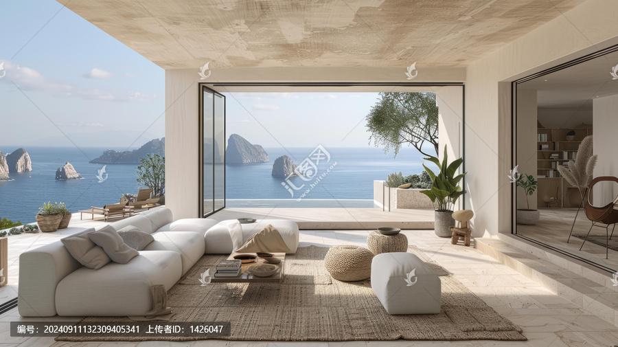現(xiàn)代豪華別墅配備無(wú)邊泳池和壯麗海景