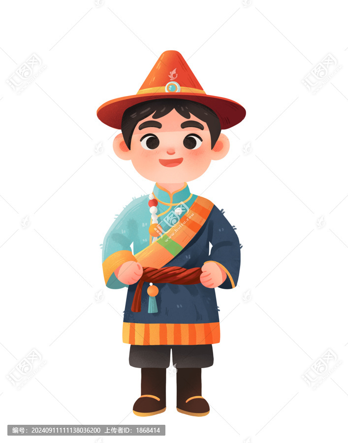 藏族人物男孩少數(shù)民族插畫