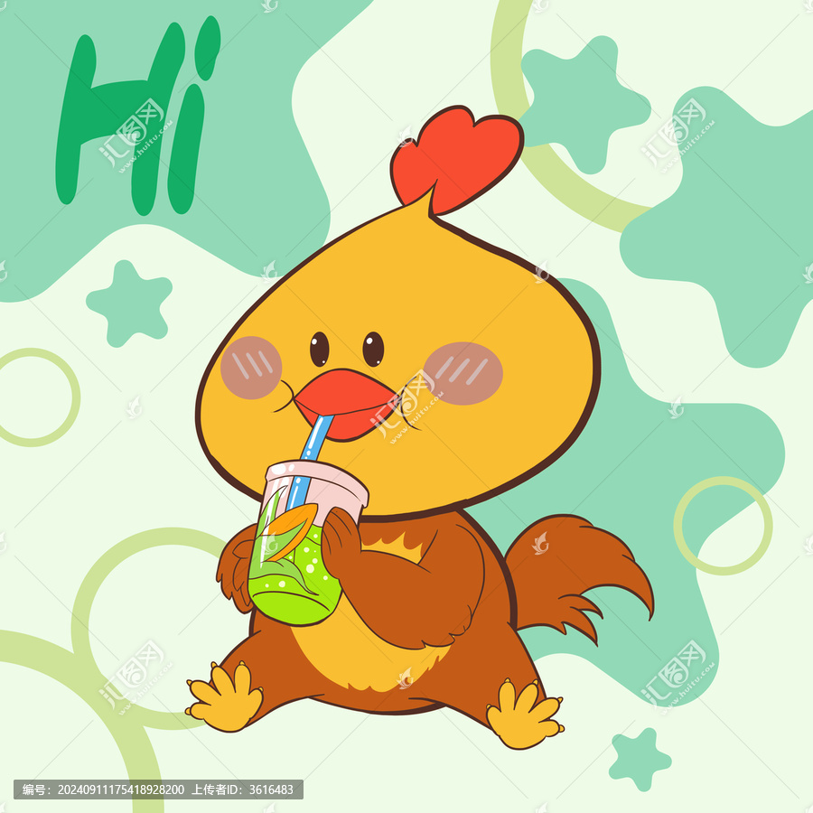 小雞卡通手繪圖案