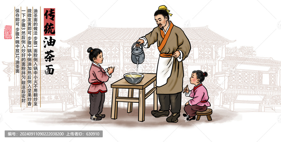 傳統(tǒng)油茶面插畫