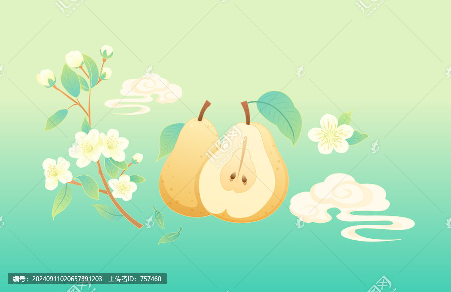 梨花花束和花朵矢量插畫
