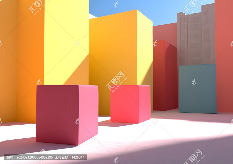 多彩的幾何抽象圖形3D