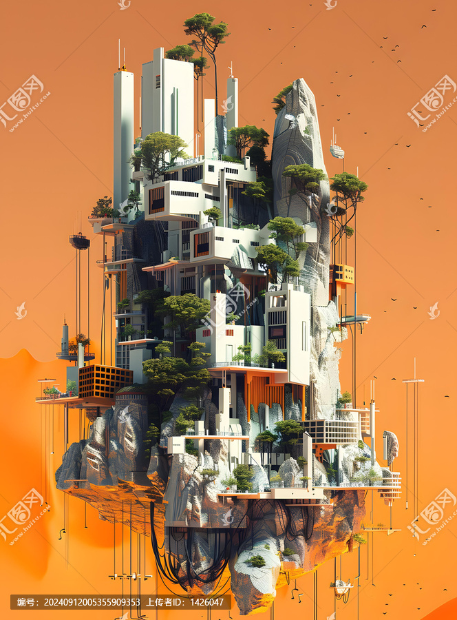 漂浮在空中的未來城市