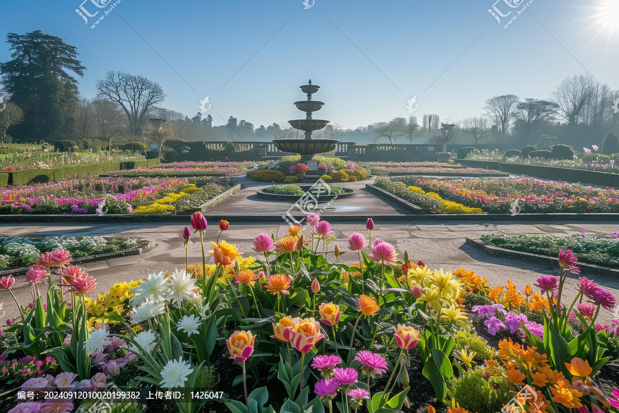 英國(guó)倫敦邱園的花壇和噴泉