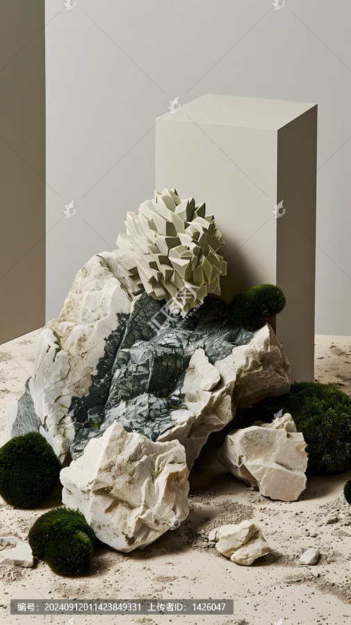抽象簡(jiǎn)約的石雕和苔蘚