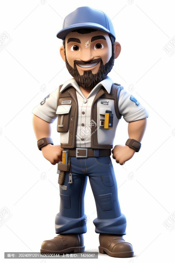 一個(gè)男性建筑工人的卡通形象