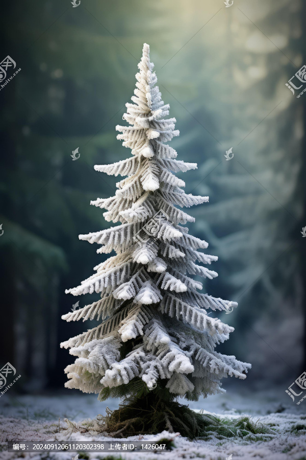 冬日森林中白雪覆蓋的冷杉樹