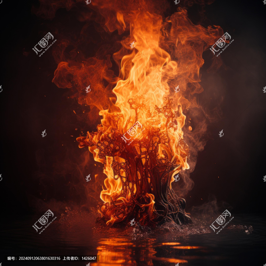 熊熊火焰與平靜水面
