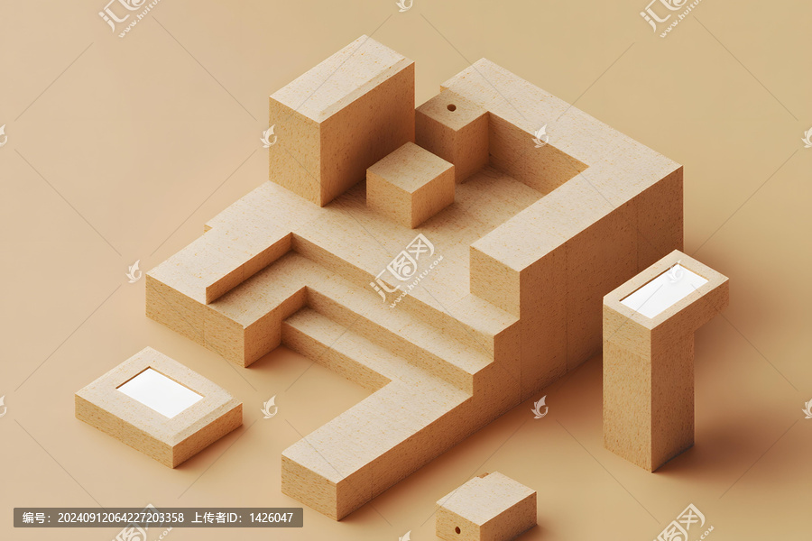 抽象幾何形狀3D渲染