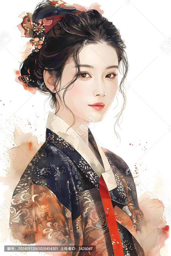 身穿韓國(guó)傳統(tǒng)服飾的韓國(guó)女性