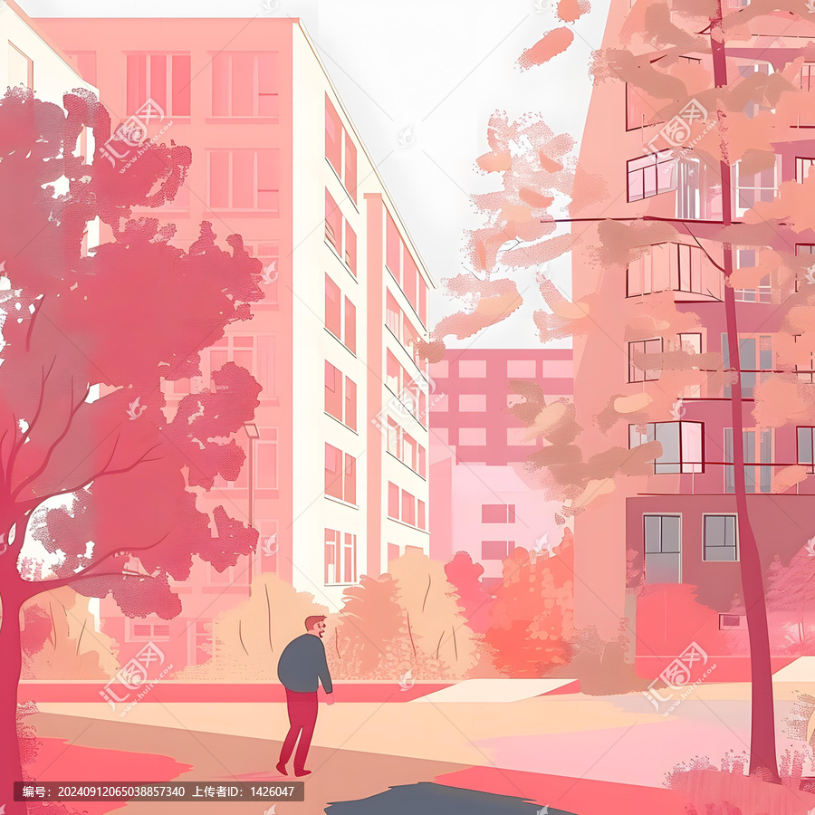 粉紅城市街景