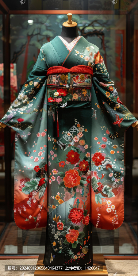 一件帶花卉圖案的和服