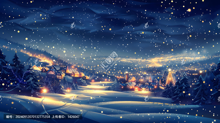 圣誕節(jié)的雪景小鎮(zhèn)