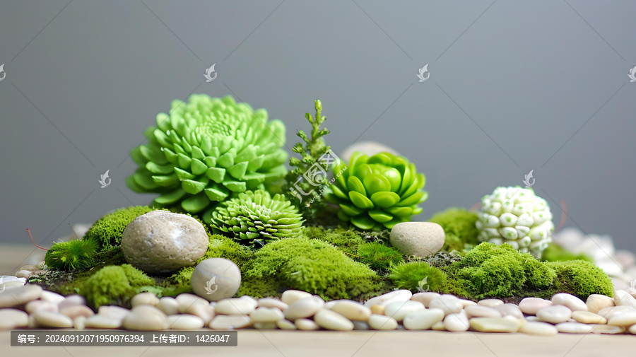 綠色的多肉植物和苔蘚裝飾