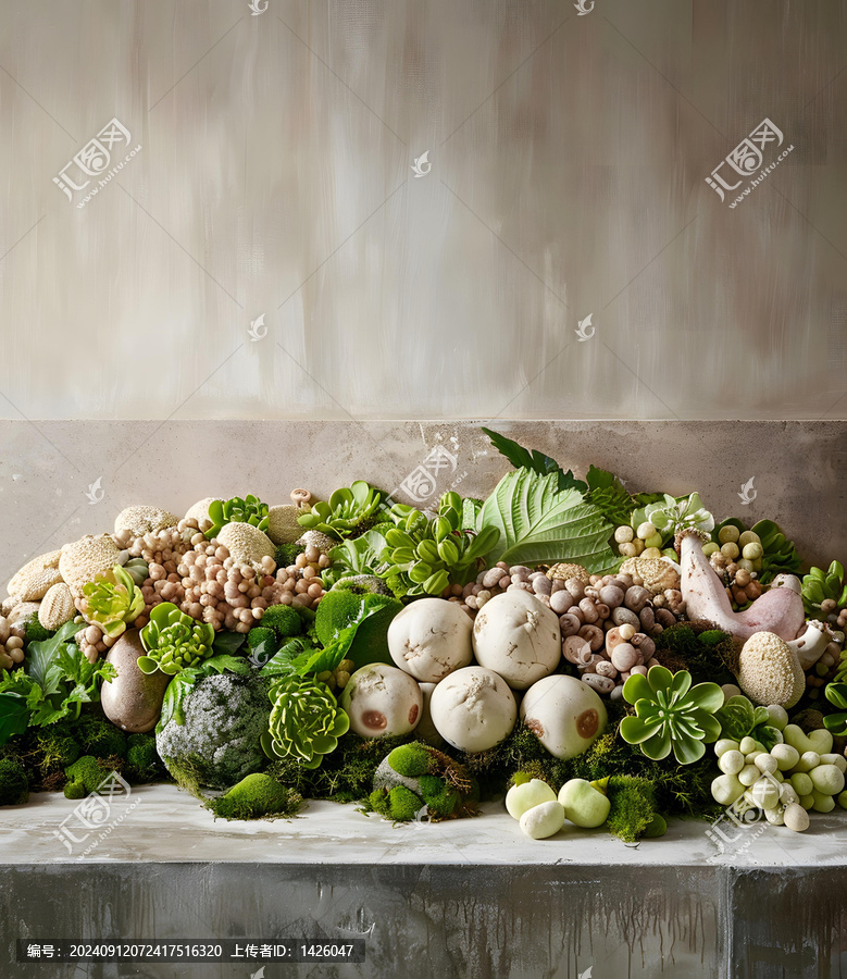 綠色和白色植物與石頭靜物