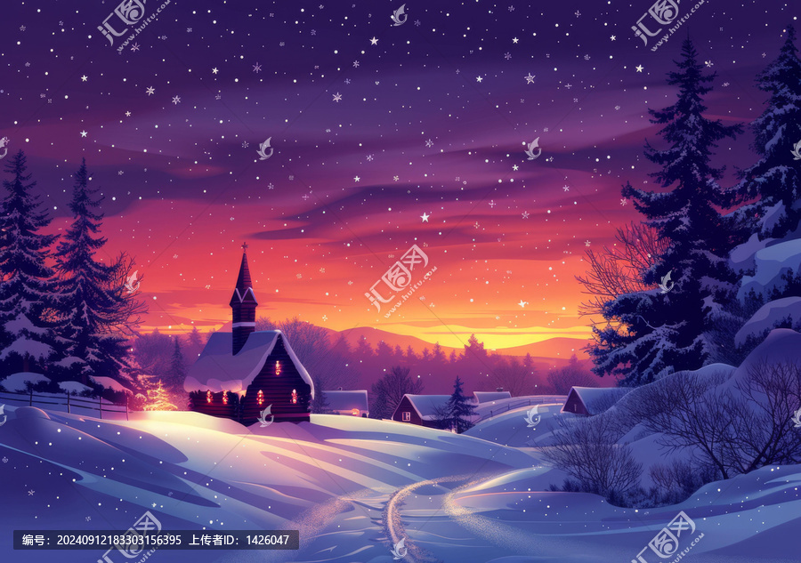 雪夜靜謐童話村