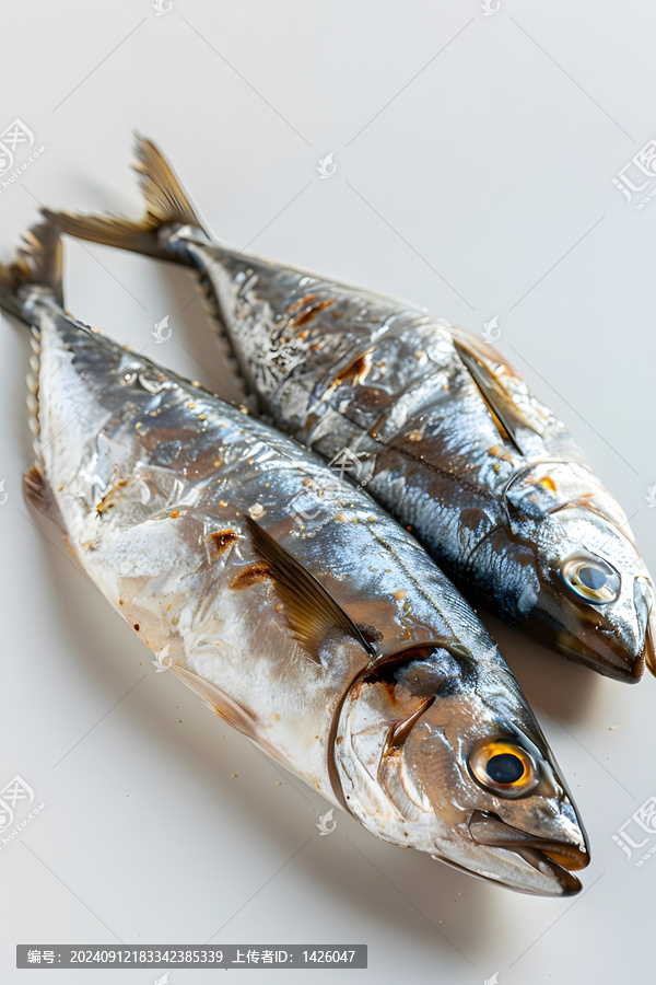 兩條烤好的鹽漬鯖魚(yú)