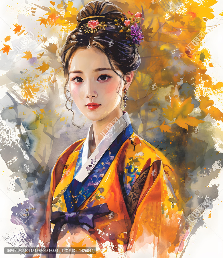 身穿韓國(guó)傳統(tǒng)服飾的美麗韓國(guó)女性