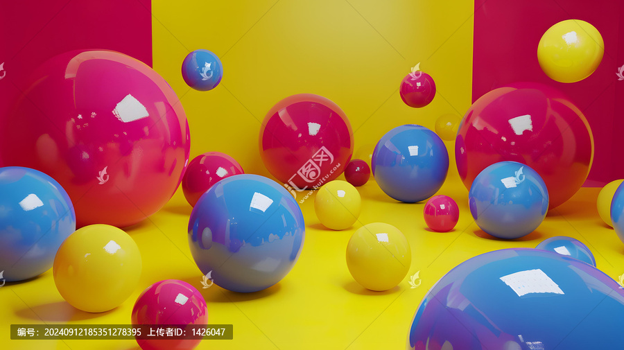 彩色球體抽象3D渲染