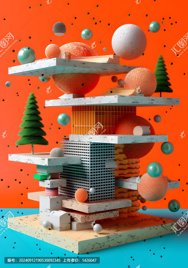 抽象3D幾何形狀構(gòu)圖