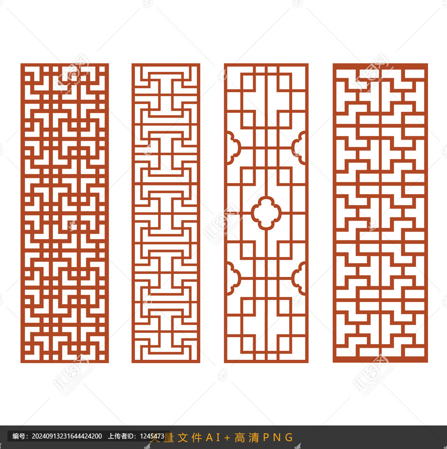 新中式窗格矢量素材