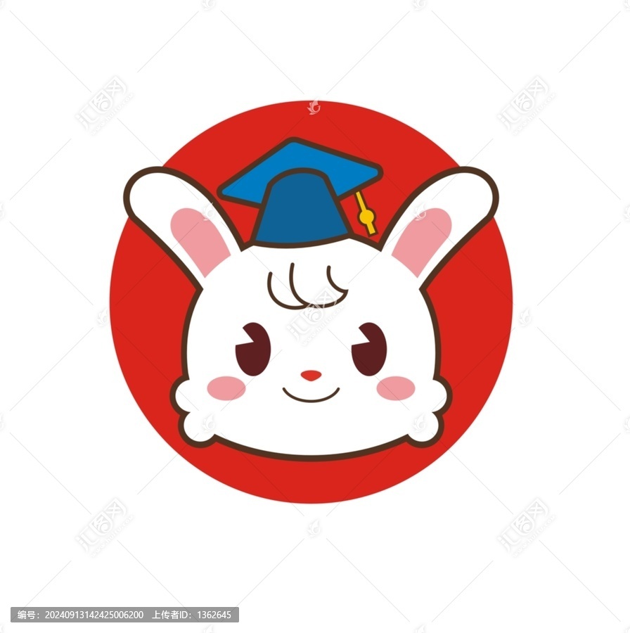 卡通可愛小兔博士頭像矢量圖