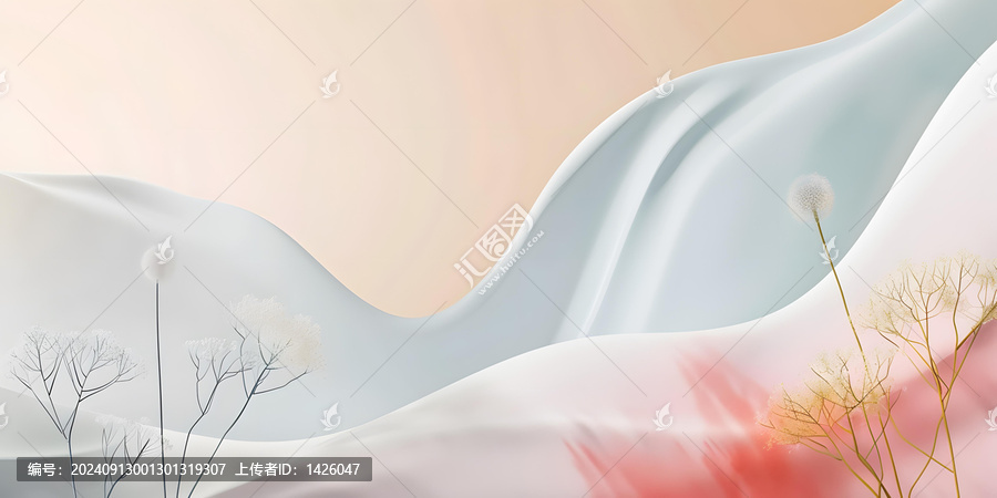 抽象簡約風(fēng)格白色蒲公英和花卉背景