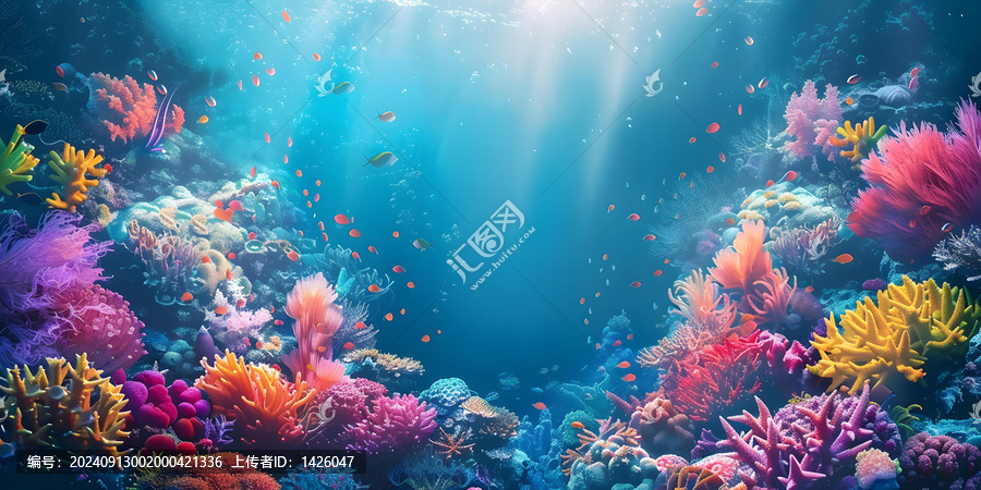 五彩繽紛的珊瑚礁和熱帶魚