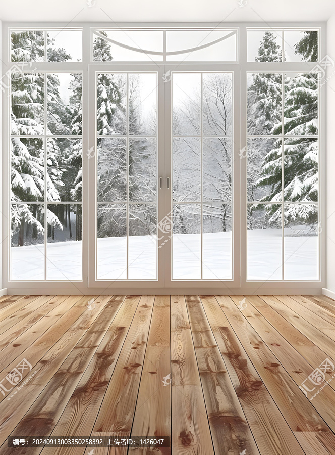 雪景窗外望
