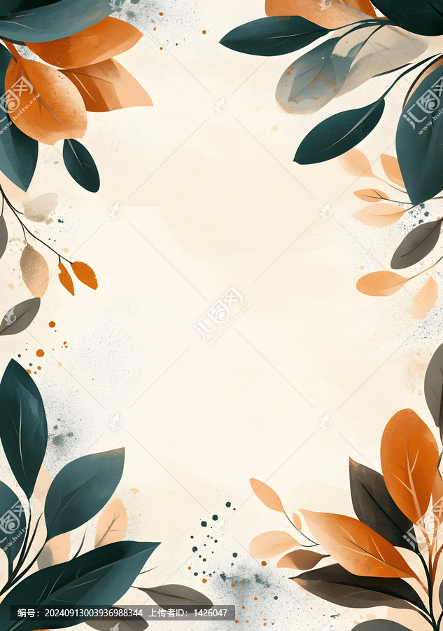 抽象花卉邊框，帶葉子和點(diǎn)