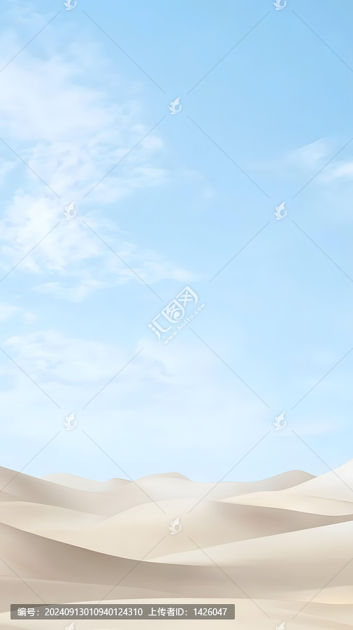 簡(jiǎn)約的沙漠景觀,藍(lán)天白云