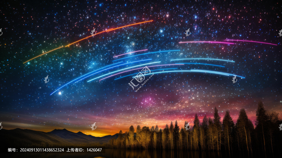 夜空中色彩斑斕的光線